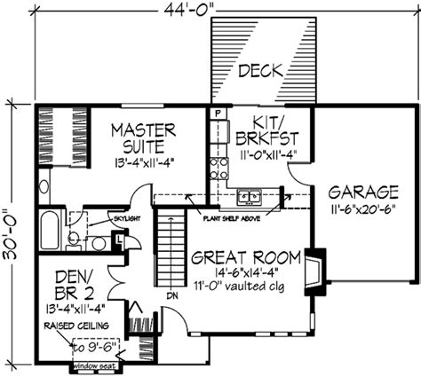 Ranch House Plan with 2 Bedrooms and 1.5 Baths - Plan 1465