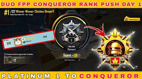 Duo Fpp Conqueror Rank Push Day 1 Platinum 1 To Conqueror In Bgmi