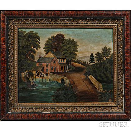 Sold At Auction American School Th Century Grist Mill On A Stream