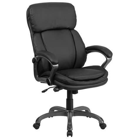 High Back Black Leather Executive Swivel Office Chair With Lumbar