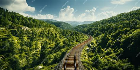 Premium Photo | Curved Railroad Track in Countryside Landscape During Dusk