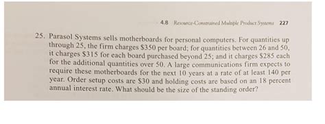 Solved Parasol Systems Sells Motherboards For Personal Chegg