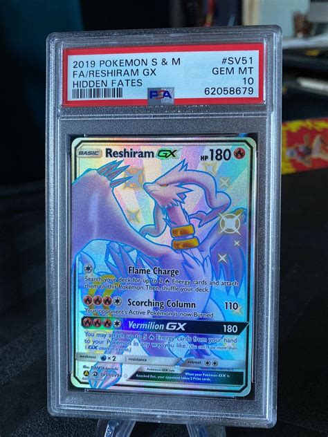 Pokémon Tcg Reshiram Gx Hidden Fates Sv51sv94 Holo Full Art Psa 10 Ebay