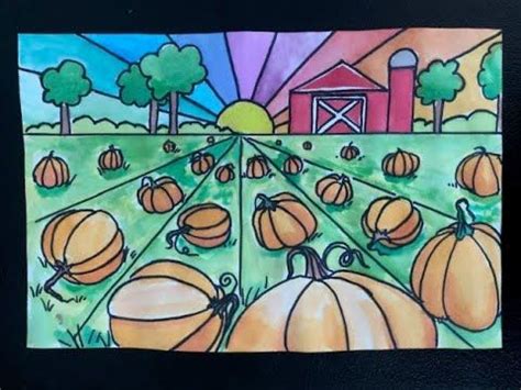 One point perspective pumpkin patch landscape – Artofit