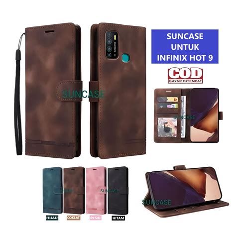 Jual Casing INFINIX HOT 9 Model Flip Buka Tutup Case Kulit Ada Tempat