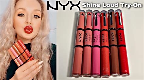 NYX SHINE LOUD HIGH SHINE LIP COLOR TRY ON SWATCHES AND REVIEW YouTube