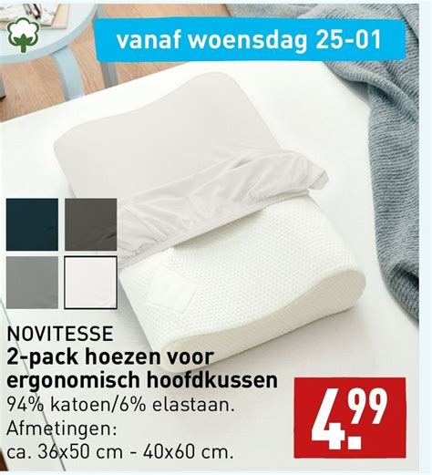 Novitesse 2 Pack Hoezen Voor Ergonomisch Hoofdkussen Aanbieding Bij ALDI