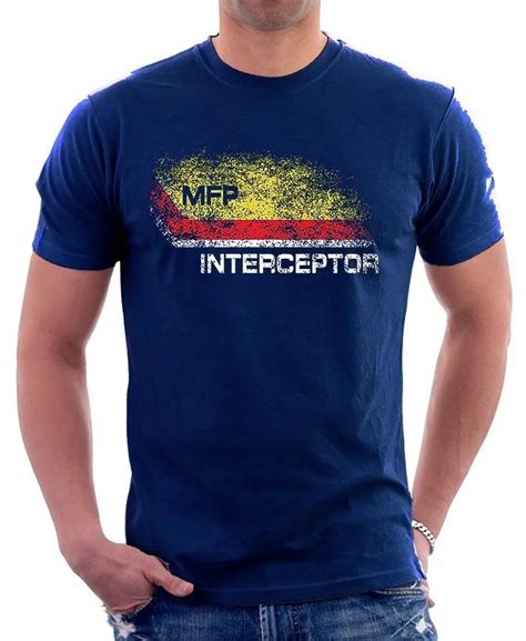 Mad Max Inspired Mfp Interceptor V Pursuit Car Navy Printed T Shirt