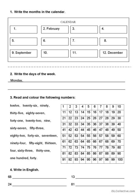 Months Days And Numbers English Esl Worksheets Pdf And Doc