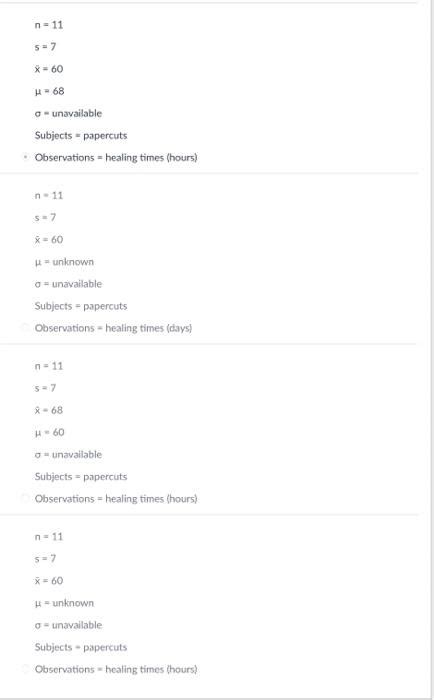 Solved Use The Information Below To Answer The Healing Time Chegg