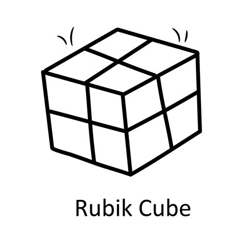 Rubik Cube Vector Outline Icon Design Illustration Toys Symbol On