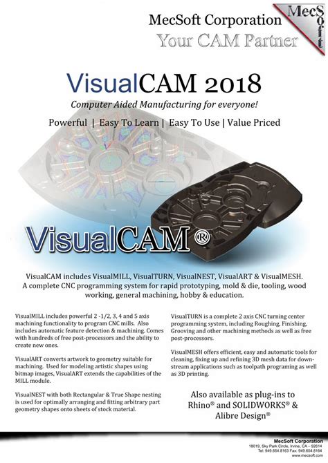 PDF VisualCAM 2018 CAD CAM Software By MecSoft VisualTURN Is A