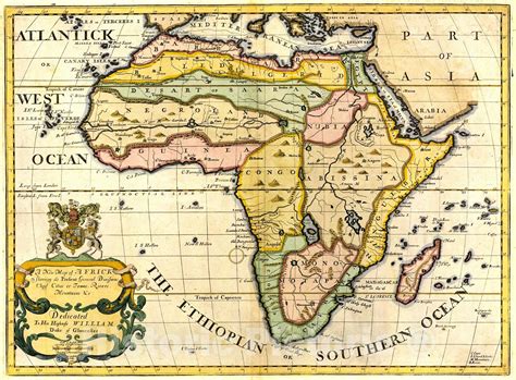 Historic Map A New Map Of Africa Vintage Wall Art Vintage Wall