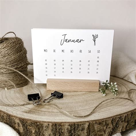 Tischkalender Schreibtischkalender Mit Kartenhalter Aus Holz