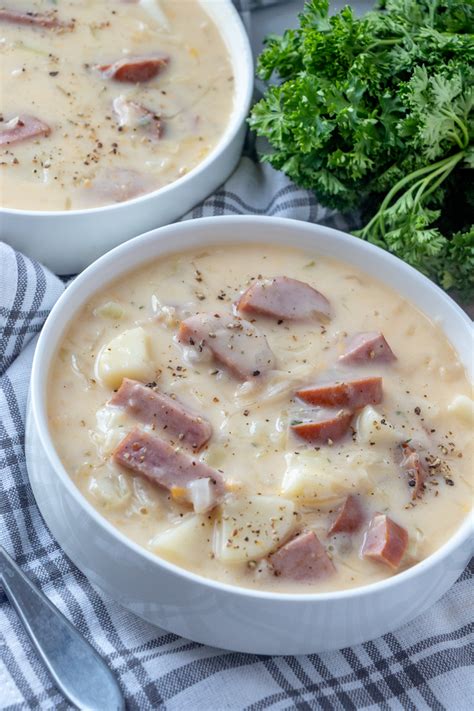 Creamy German Sausage Potato And Sauerkraut Soup Recipe