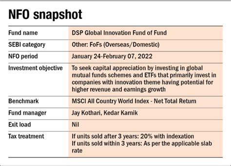 Dsp Global Innovation Fof New Fund Offer Nfo Details Value Research