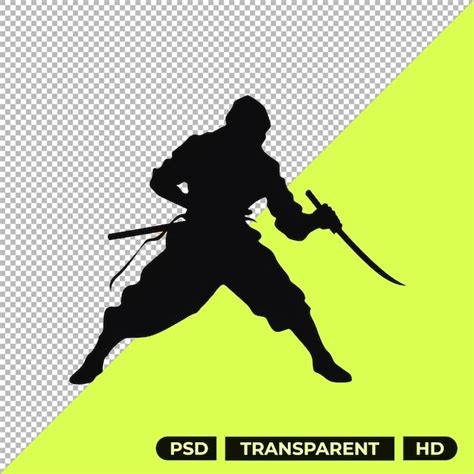 Premium PSD Ninja Silhouette Isolated On Transparent Background