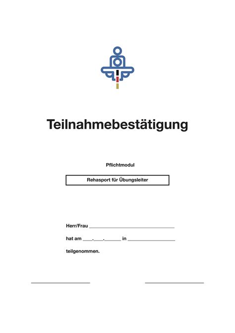 Muster Teilnahmebestätigung Rehasport Für Übungsleiter Pdf