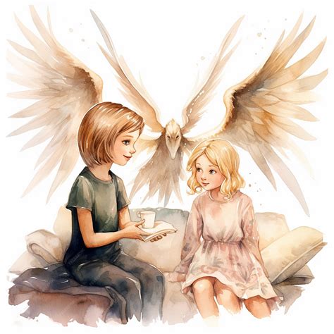 Premium Ai Image Enchanting Duo A Winged Fairy And A Blonde Girl With