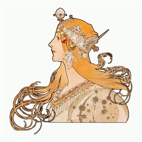 Art Nouveau Zodiac Woman Vector Remixed From The Artworks Of Alphonse