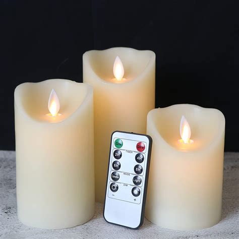 Eldnacele Flameless Candles Pillar Flickering Dancing Flame Battery