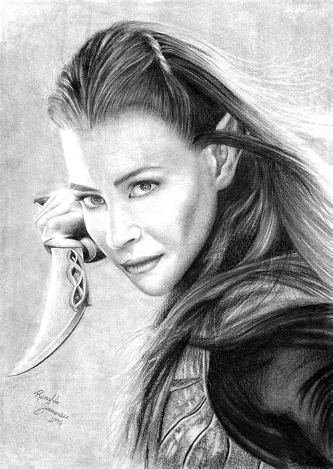 Pencil drawing of Tauriel from The Hobbit | Tolkien art, Celebrity ...