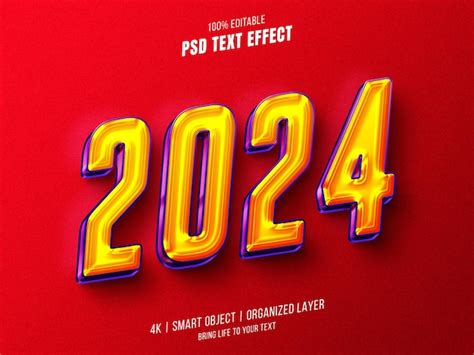 Premium PSD 2024 Happy New Year Editable Text Effect