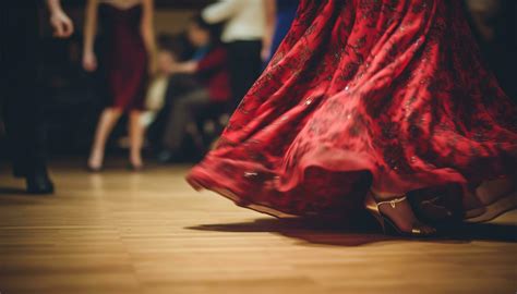 Elegant Women In Silk Skirts Dance On Stage In Velvet Flooring