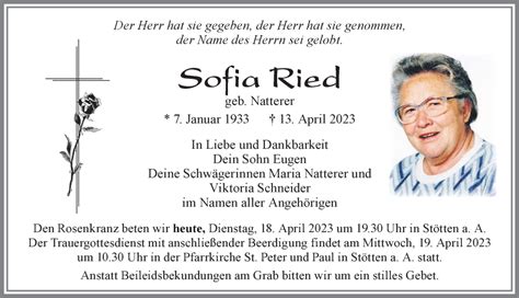 Traueranzeigen von Sofia Ried Allgäuer Zeitung