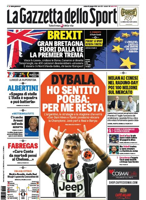 L Edicola Sportiva Del 25 Giugno Le Prime Pagine Il Napoli Online