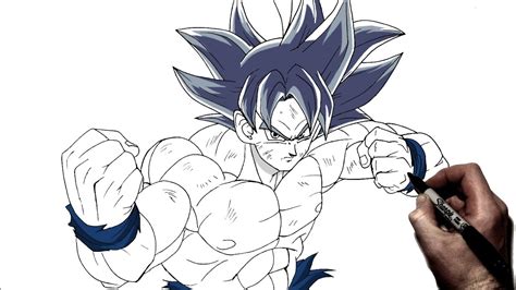 How To Draw Goku Ui Fight Stance Step By Step Dragonball Youtube