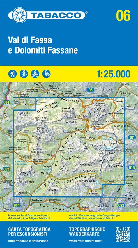 Hiking Map # 06 - Val di Fassa (Dolomites, Italy) | Tabacco – La Compagnie des Cartes - Le ...