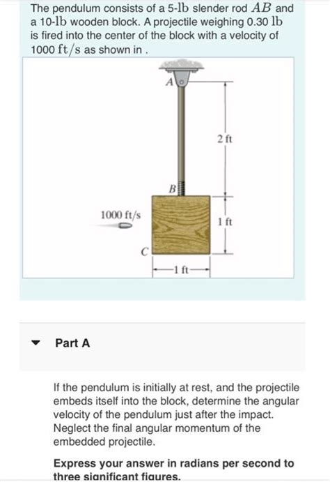 Solved The Pendulum Consists Of A Lb Slender Rod Ab And A Chegg