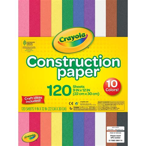 Crayola Construction Colored Paper In 10 Assorted Colors School