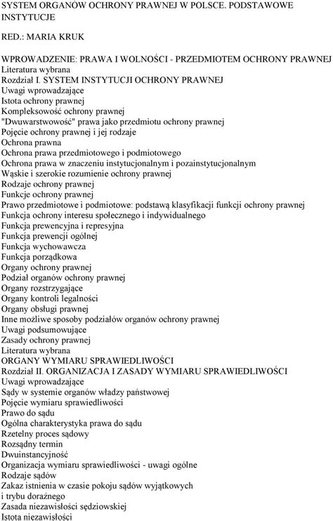 SYSTEM ORGANÓW OCHRONY PRAWNEJ W POLSCE PODSTAWOWE INSTYTUCJE PDF