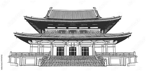 Isolated drawing of japanese style buddhist temple Stock Vector | Adobe ...