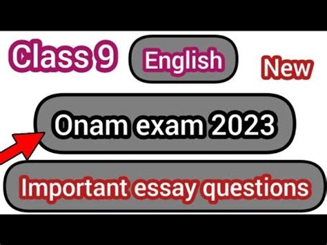 Class 9 Onam Exam 2023 English Important Questions 9th English