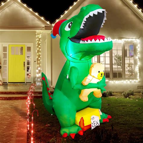 GOOSH Dinosaurio Inflable De Navidad De 7 Pies De Alto Con Luz LED