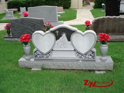 Good Quality Double Hearts Arch Style Oak Hill Granite Heart Tombstones ...