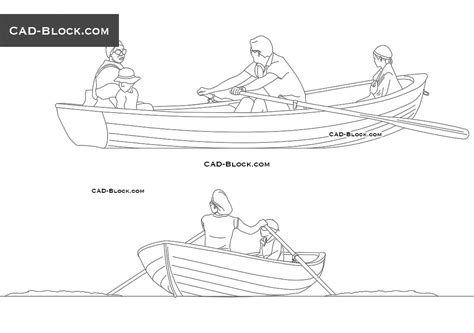 Rowboat Vector Drawing | CAD Blocks