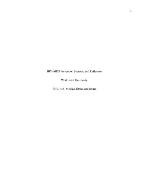 Reflection 7 HIV AIDS Prevention Scenario And Reflection HIV AIDS