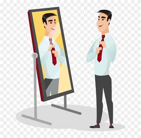 Man Looking In Mirror Illistration Illustration Free Transparent