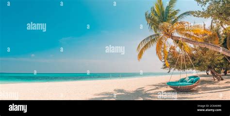 Paradise Tropical Sunset Beach And Sky Background As Exotic Summer