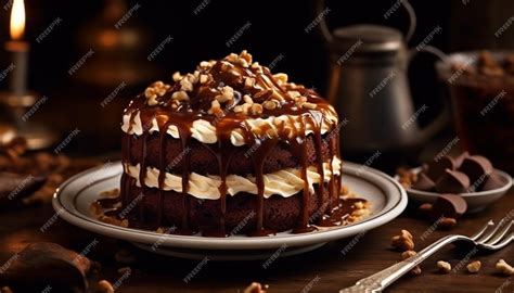 Premium Ai Image Indulgent Chocolate Cake With Whipped Cream And