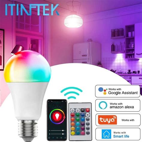 Ampoule LED connectée Tuya WiFi E27 RGBCW lampe à intensité variable