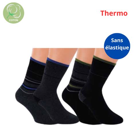 Chaussettes en coton thermo sans élastique lot de 2 paires