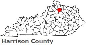 Harrison County on the satellite map of Kentucky 2024. Actual satellite ...