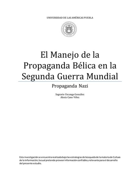 Manejo de Propaganda Bélica en la Segunda Guerra Mundial PDF