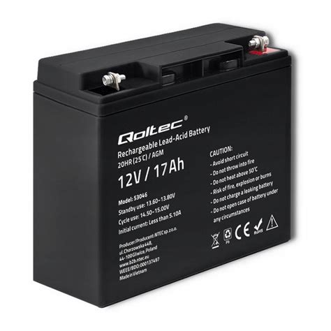 QOLTEC Akumulator AGM 12V 17Ah Max 255A Sklep Opinie Cena W