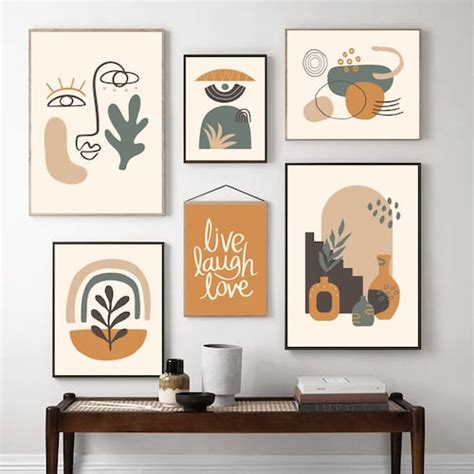 Boho Wall Art Gallery Wall Set Mid Century Modern Prints Etsy